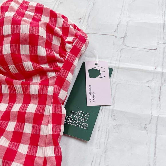 Wild fable NWT red gingham halter one piece swimsuit XS - Picture 2 of 10